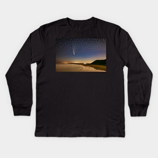 Comet NEOWISE, Rhossili Bay, Gower Kids Long Sleeve T-Shirt